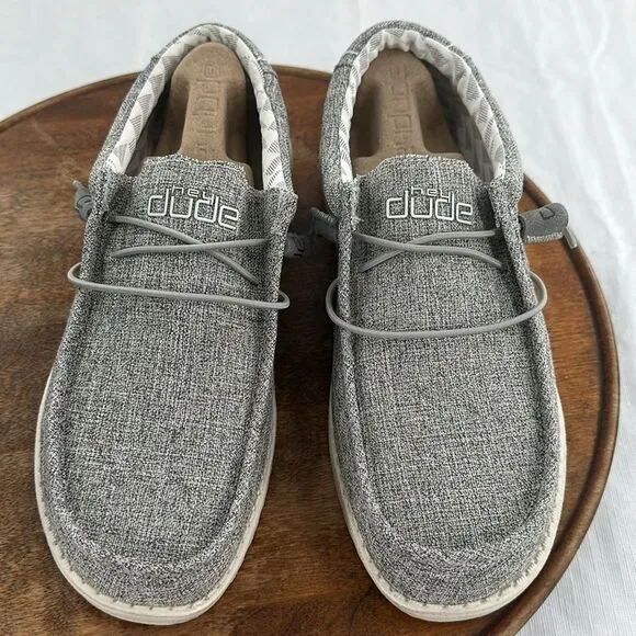 Hey Dude Shoes Mens 9 Wally Funk Mono Shade Gray Loafers Slip-Ons Casual