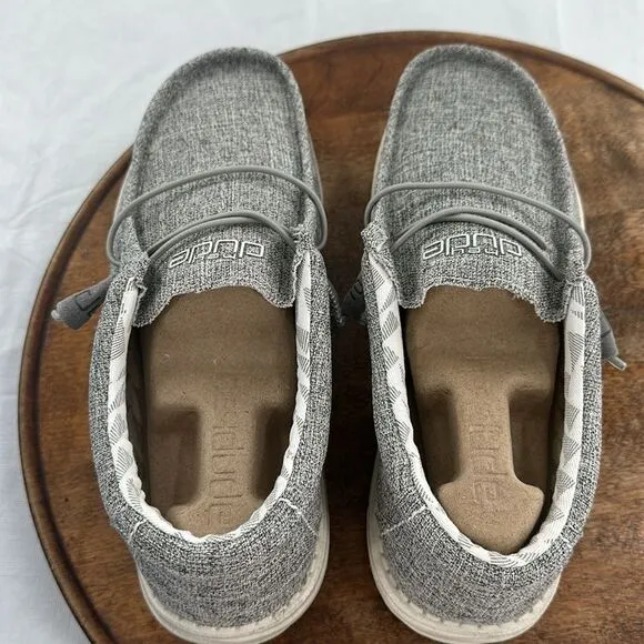 Hey Dude Shoes Mens 9 Wally Funk Mono Shade Gray Loafers Slip-Ons Casual