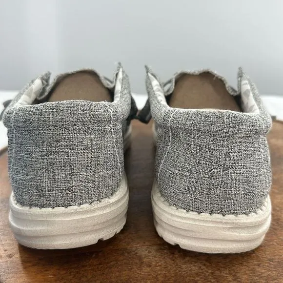 Hey Dude Shoes Mens 9 Wally Funk Mono Shade Gray Loafers Slip-Ons Casual