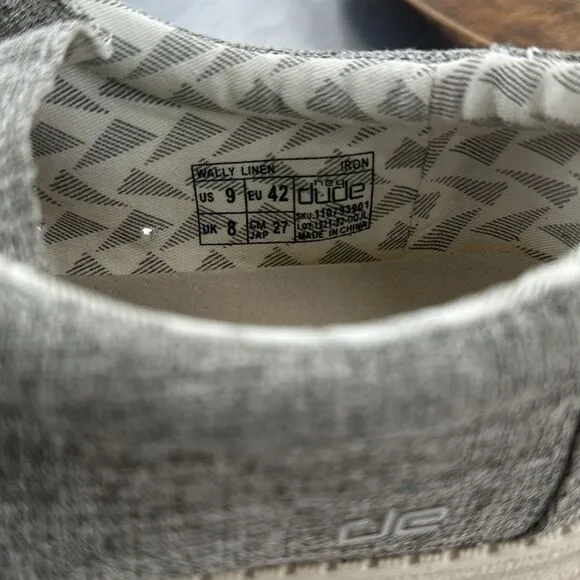 Hey Dude Shoes Mens 9 Wally Funk Mono Shade Gray Loafers Slip-Ons Casual