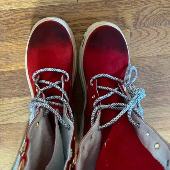 HKR Red Lace Up Boots | Size