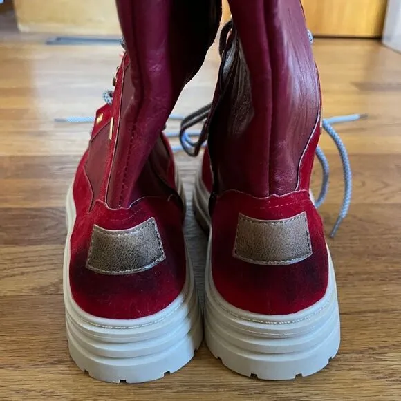 HKR Red Lace Up Boots | Size