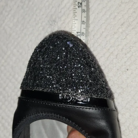 Hogan black leather ballet flats
