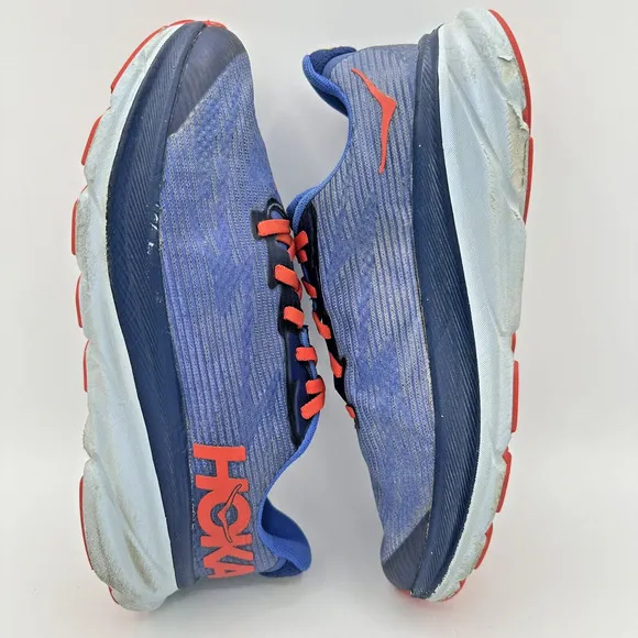 Hoka One One Clifton 9 Running Shoes Youth 5 UK 4 Blue Red Cushioned Sneakers