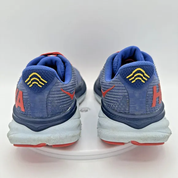 Hoka One One Clifton 9 Running Shoes Youth 5 UK 4 Blue Red Cushioned Sneakers