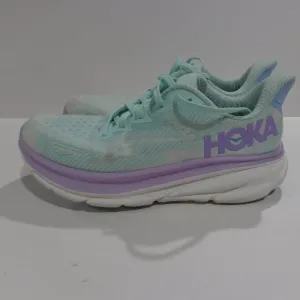 Hoka One One Clifton 9 Women's Running Comfort Sneakers Green‎ Purple Size 8.5B