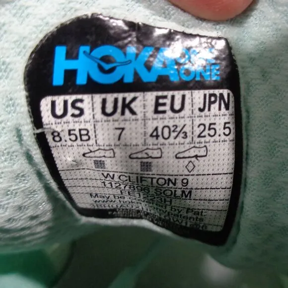 Hoka One One Clifton 9 Women's Running Comfort Sneakers Green‎ Purple Size 8.5B