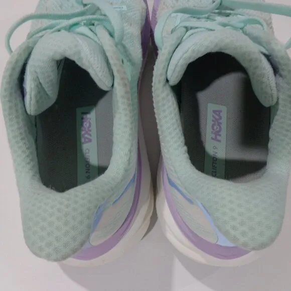 Hoka One One Clifton 9 Women's Running Comfort Sneakers Green‎ Purple Size 8.5B