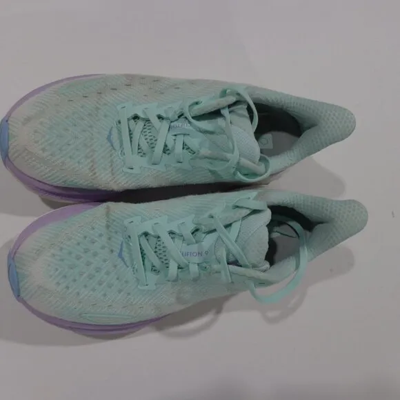 Hoka One One Clifton 9 Women's Running Comfort Sneakers Green‎ Purple Size 8.5B
