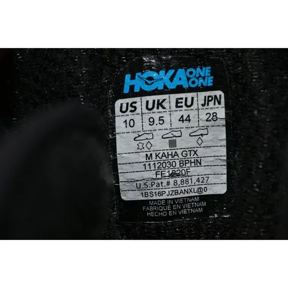 Hoka One One Mens Kaha GTX Goretex Black Phantom Sz 10 Hiking Boots 1112030-BPHN