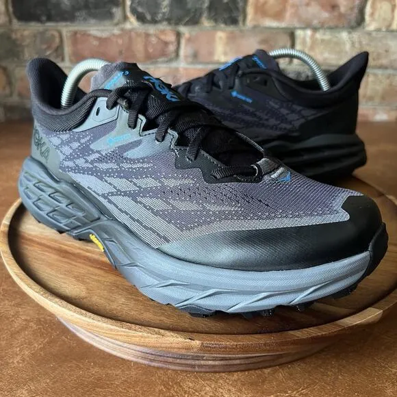Hoka One One Speedgoat 5 GORE-TEX Black Blue Shoes Sneakers Waterproof Men's 10