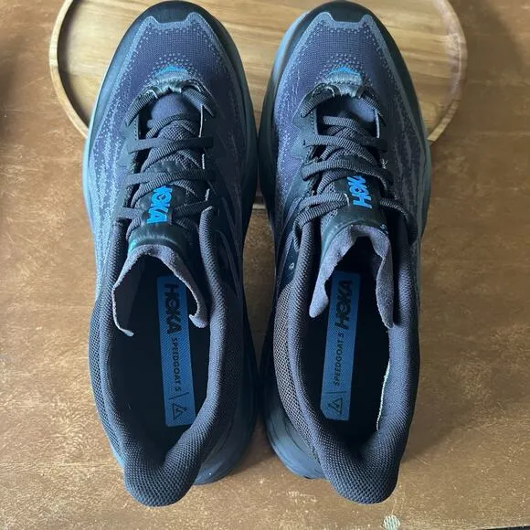 Hoka One One Speedgoat 5 GORE-TEX Black Blue Shoes Sneakers Waterproof Men's 10