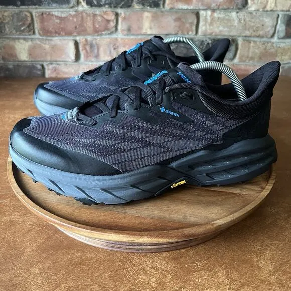 Hoka One One Speedgoat 5 GORE-TEX Black Blue Shoes Sneakers Waterproof Men's 10