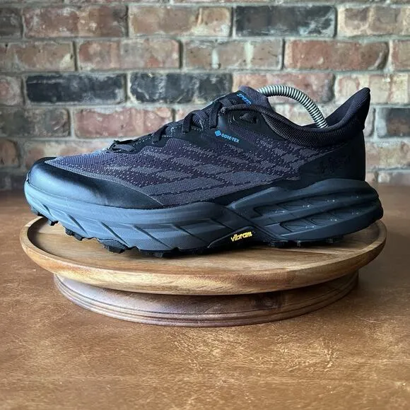 Hoka One One Speedgoat 5 GORE-TEX Black Blue Shoes Sneakers Waterproof Men's 10
