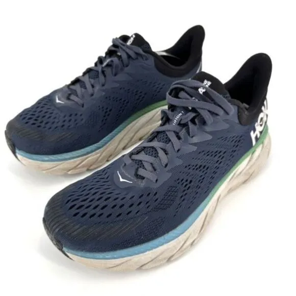 Hoka One One Mens Clifton 7 Moonlit Ocean Running Sneakers  Navy Blue Size 9