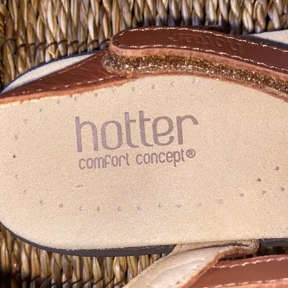 Hotter Leather Brown/Gray/White Flare Sandals