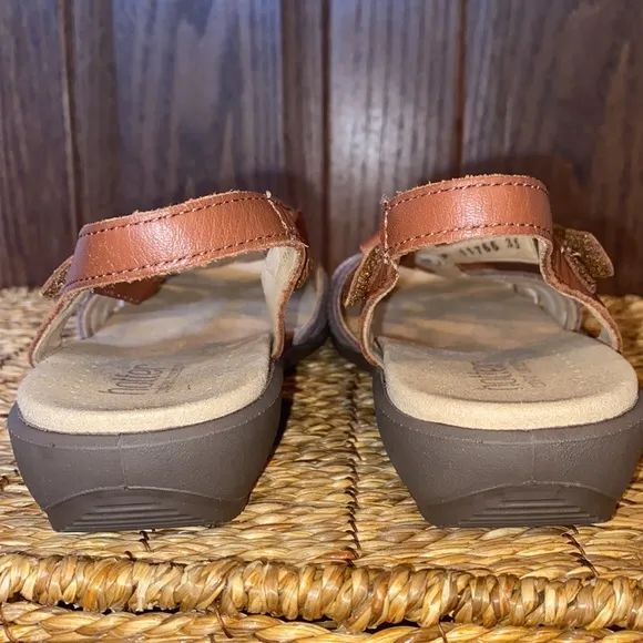 Hotter Leather Brown/Gray/White Flare Sandals