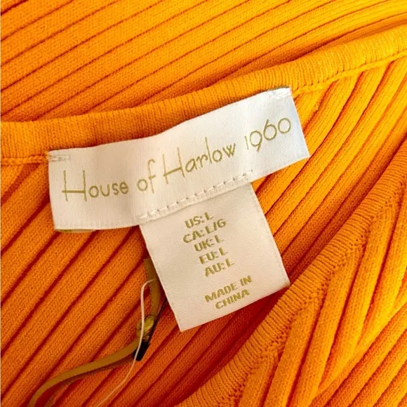 HOUSE OF HARLOW 1960 Ribbed Knit Midi Dress with Side Slit Ring Detail