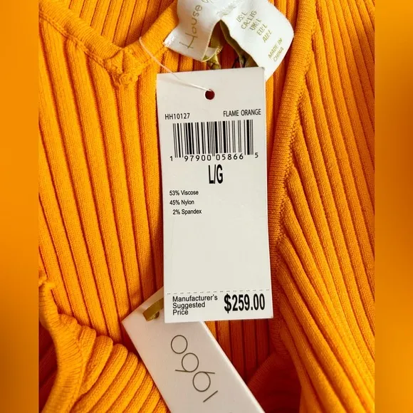 HOUSE OF HARLOW 1960 Ribbed Knit Midi Dress with Side Slit Ring Detail