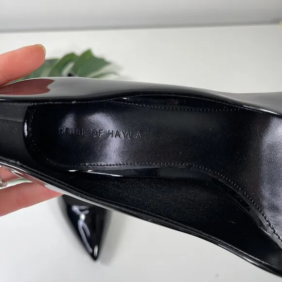 House of Harlow Women's Black Patent Leather Pointed Toe High Heel Pumps Size 8