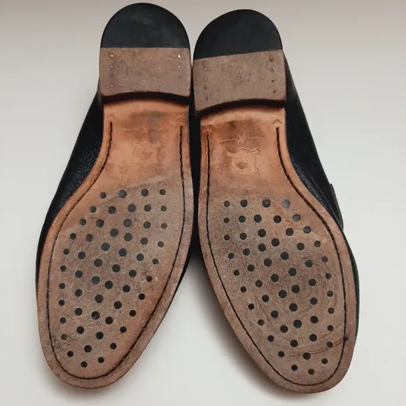 H.S. TRASK Genuine Handsewn Leather Penny Loafers Shoes Black Men's US 10 M