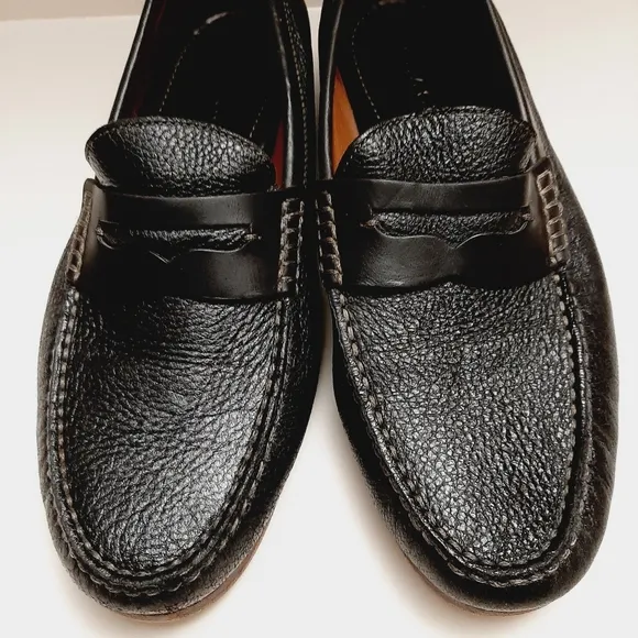 H.S. TRASK Genuine Handsewn Leather Penny Loafers Shoes Black Men's US 10 M