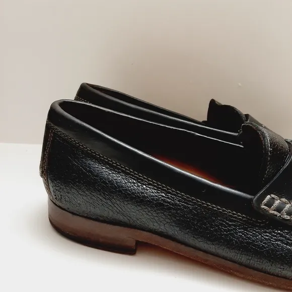 H.S. TRASK Genuine Handsewn Leather Penny Loafers Shoes Black Men's US 10 M