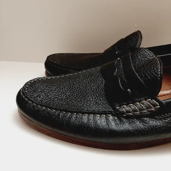 H.S. TRASK Genuine Handsewn Leather Penny Loafers Shoes Black Men's US 10 M