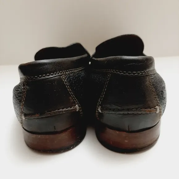 H.S. TRASK Genuine Handsewn Leather Penny Loafers Shoes Black Men's US 10 M