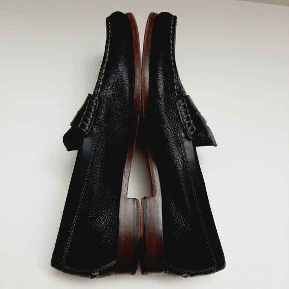 H.S. TRASK Genuine Handsewn Leather Penny Loafers Shoes Black Men's US 10 M