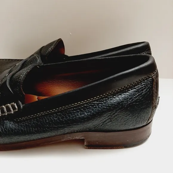 H.S. TRASK Genuine Handsewn Leather Penny Loafers Shoes Black Men's US 10 M