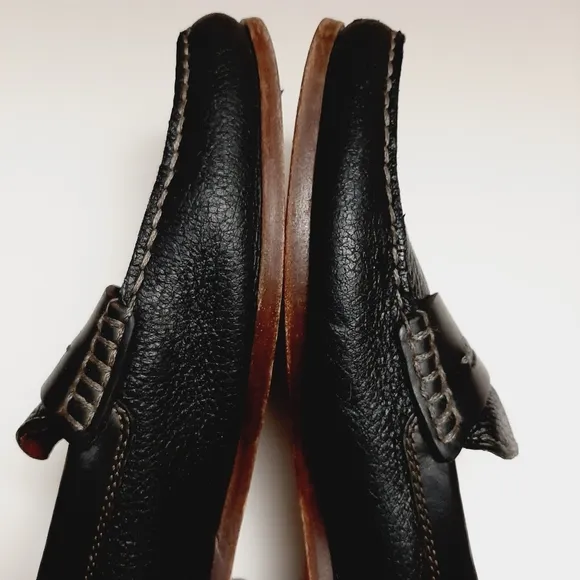 H.S. TRASK Genuine Handsewn Leather Penny Loafers Shoes Black Men's US 10 M