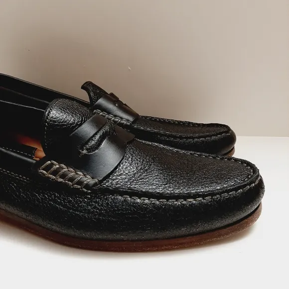 H.S. TRASK Genuine Handsewn Leather Penny Loafers Shoes Black Men's US 10 M