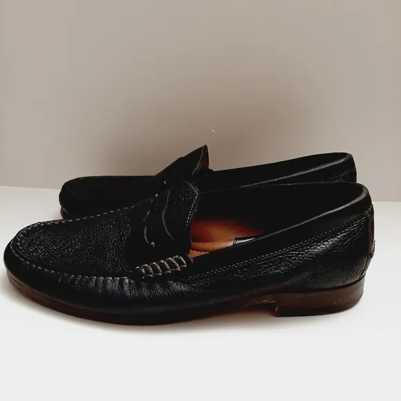 H.S. TRASK Genuine Handsewn Leather Penny Loafers Shoes Black Men's US 10 M