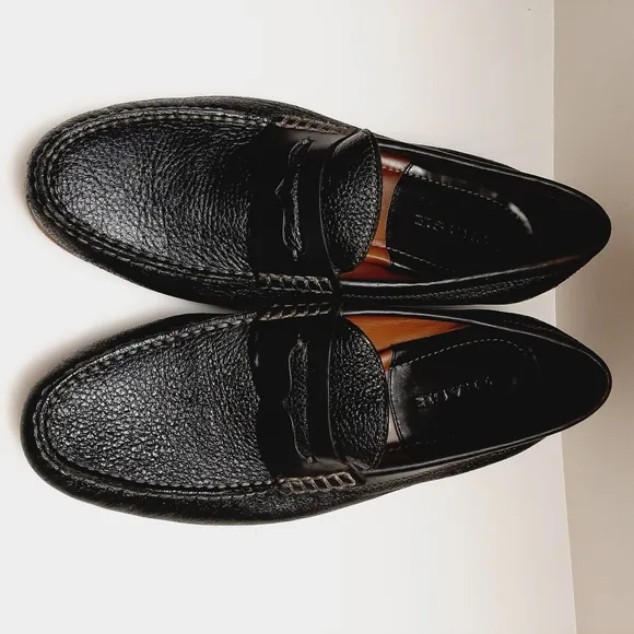 H.S. TRASK Genuine Handsewn Leather Penny Loafers Shoes Black Men's US 10 M