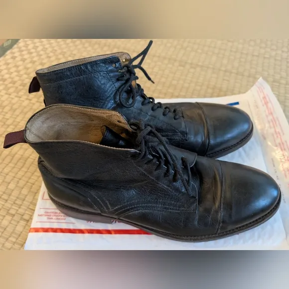 Hudson London Palmer Oxford Lace Up Boots Black Leather Size 43 Made in Portugal