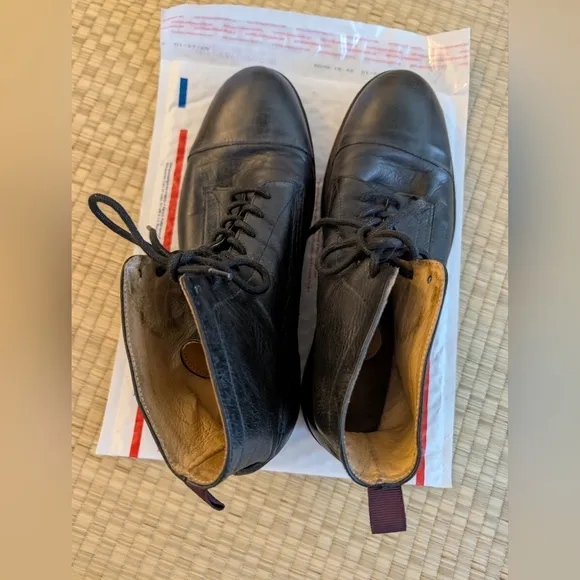 Hudson London Palmer Oxford Lace Up Boots Black Leather Size 43 Made in Portugal