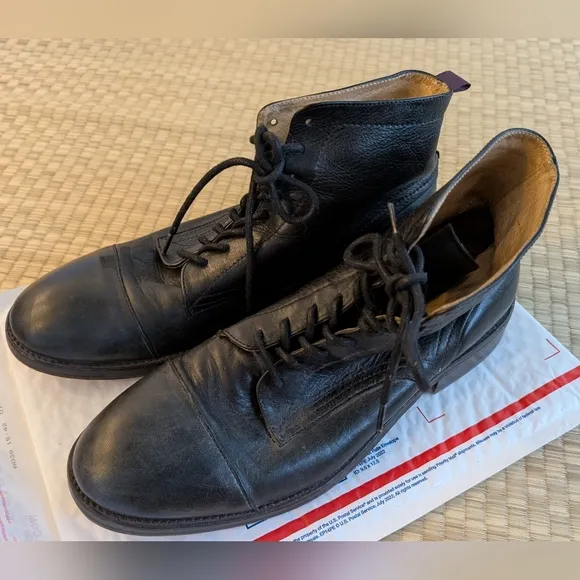 Hudson London Palmer Oxford Lace Up Boots Black Leather Size 43 Made in Portugal
