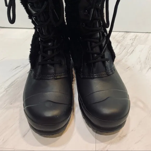 Hunter Black Lace Up Boots