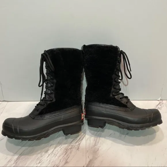 Hunter Black Lace Up Boots