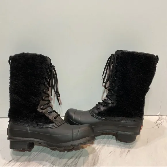 Hunter Black Lace Up Boots