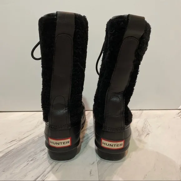 Hunter Black Lace Up Boots