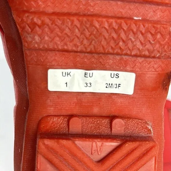 Hunter Kids Red Thurloe Rain Boots LaceUp US 2M 3F