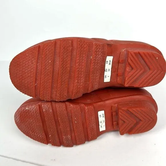 Hunter Kids Red Thurloe Rain Boots LaceUp US 2M 3F