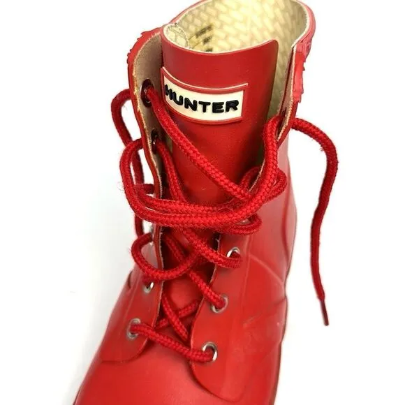 Hunter Kids Red Thurloe Rain Boots LaceUp US 2M 3F