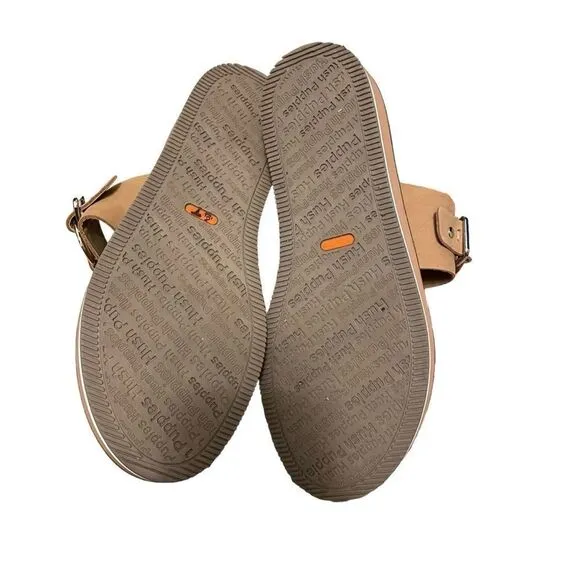 Hush Puppies Malti Bounce Leather Sandals Tan Size 8 NEW