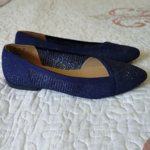 Hush Puppies Navy Blue Sadie Knit Flats Loafers 6.5