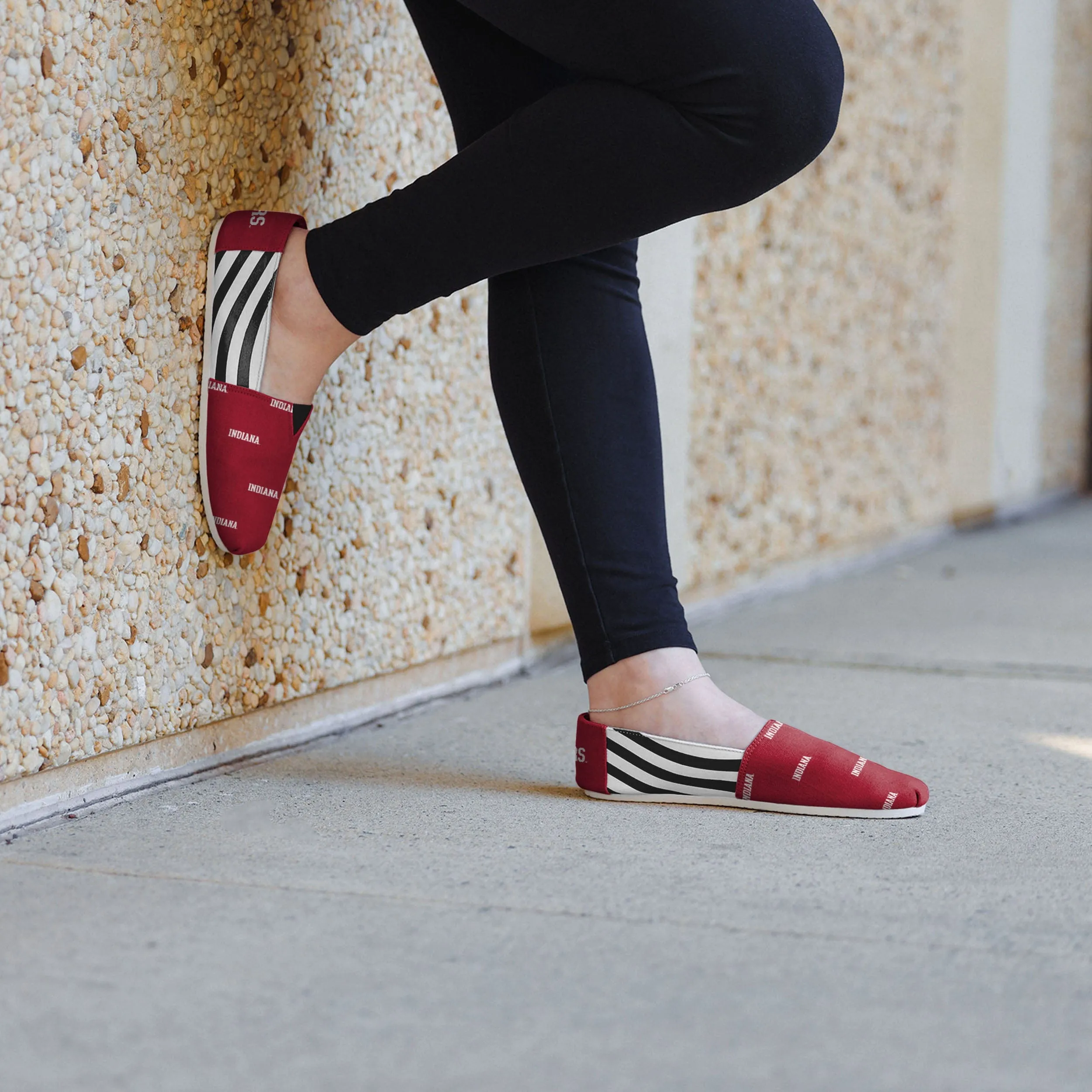 Indiana Hoosiers Womens Stripe Canvas Shoe