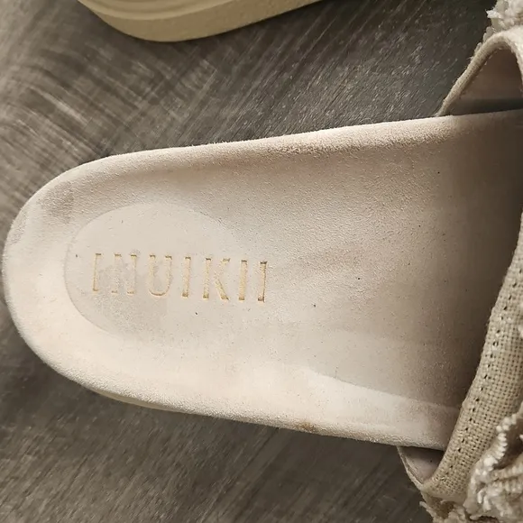 Inuikii Fringe Slide Sandals in Cream Size 39