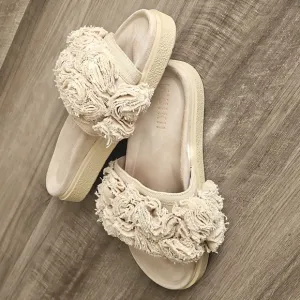 Inuikii Fringe Slide Sandals in Cream Size 39